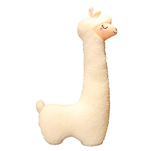 Hofun4U Llama Plush Pillow, 39 Inch Cuddly Alpaca Plush Long Body Pillow, Flat Alpaca Stuffed Animal, Party Christmas Birthday Gift for Adults Kids Girls Boys (White,Can’t Stand)