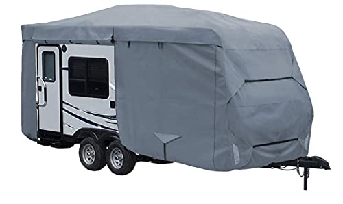 GEARFLAG Travel Trailer Camper RV Cover 4 Layers with Reinforced Windproof Side-Straps Anti-UV Water-Resistance Heavy Duty for Motorhome (Fits 15′ – 17′)