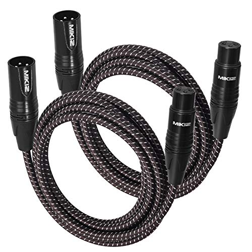 MIKIZ XLR Cable 6 Feet 2 Packs – Premium Short XLR Patch Cable Balanced XLR Male to Female 3 Pins