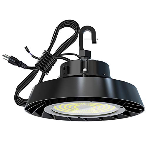 Allwinlite UFO High Bay Light, 150W High Bay LED Light, 21,000LM, 140LM/W, 5000K Daylight,5 Years Warranty,US Plug, US Hook Included, 1-10V Dimmable LED High Bay Light for Shop Exhibition Church