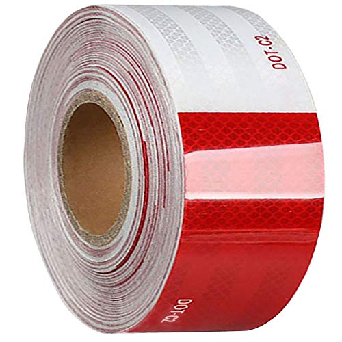 Zcintert Reflective Safety Tape 2 Inch x 33 Feet, DOT-C2 Red & White Conspicuity Reflector Strip for Trailer Truck Vehicle