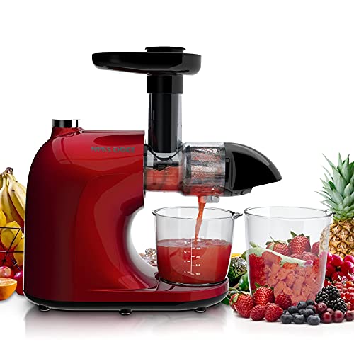 MAMA’S CHOICE Slow Masticating Juicer, Juicer Machines for Friut and Vegetable, Cold Press Juicer Extractor with Total Pulp Control, Quiet Motor, Reverse Function, Brush and Recipes