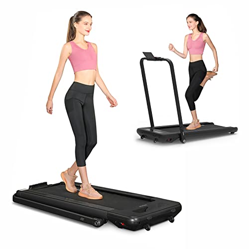 BiFanuo 2 in 1 Folding Treadmill, Under Desk Smart Walking Running Machine, Installation-Free，Compact FoldableTreadmill for Home/Office Gym Cardio Fitness(Black)