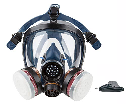 SYINE Organic Vapors Full Respirator Mask Gas Mask Spray Paint Chemical Formaldehyde Dustproof Respiratory Protection,Respirator with 1 Pair Filter Cartridges and Carrier Bag