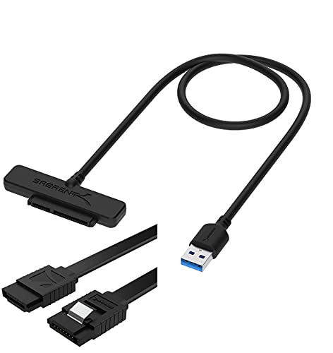 SABRENT USB 3.0 to SSD / 2.5-Inch SATA I/II/IIIHard Drive Adapter + 3 Pack SATA III (6 Gbit/s) Straight Data Cable with Locking Latch