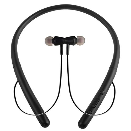 Bluetooth Headphones Wireless Neckband Bluetooth 5.0 Headset with 20 H Playtime, 10 mm Drivers, Magnetic Earbuds, Crystal-Clear Voice and Noise Cancelling Mic, Sweatproof and Lightweight (Black)