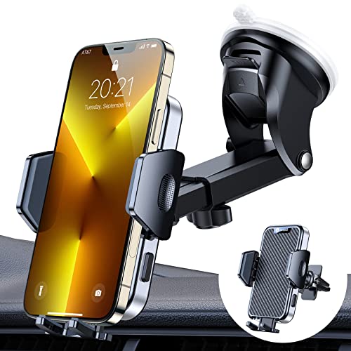 andobil Windshield Car Phone Holder [Super Suction Cup, Military Sturdy] Ultra Stable 3 in 1 Cell Phone Mount for Car Dashboard Vent Fit for iPhone 14 13 12 Pro Max Plus Samsung S23 S22 All Phones