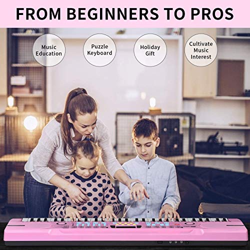 24HOCL 61 Keys Keyboard Piano, Kids Piano Keyboard with UL Adapter, Stand, Built-In Speaker, Mic, Portable Electronic Keyboard for Boys, Girls, Beginners Birthday Holidays Best Gifts | The Storepaperoomates Retail Market - Fast Affordable Shopping