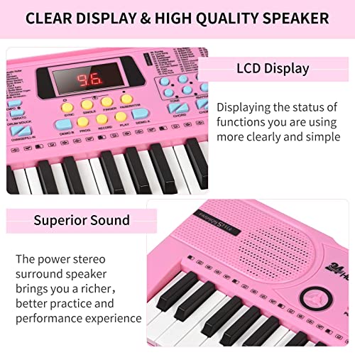 24HOCL 61 Keys Keyboard Piano, Kids Piano Keyboard with UL Adapter, Stand, Built-In Speaker, Mic, Portable Electronic Keyboard for Boys, Girls, Beginners Birthday Holidays Best Gifts | The Storepaperoomates Retail Market - Fast Affordable Shopping