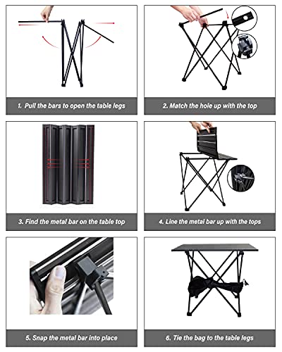 MSSOHKAN Camping Table Folding Portable Camp Side Table Aluminum Lightweight Carry Bag Beach Outdoor Hiking Picnics BBQ Cooking Dining Kitchen Black Medium | The Storepaperoomates Retail Market - Fast Affordable Shopping