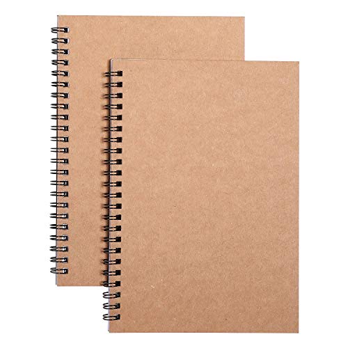 DENSET HBTDM Spiral Notebooks College Ruled, Lined For Memo Diary Journal, Wirebound Notepads 100 Pages (50 Sheets), 8.4″ x 5.7″, 2 Pcs