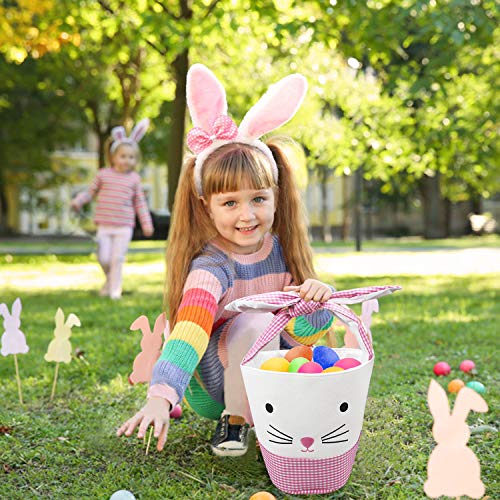 Leesgel Bunny Easter Basket for kids, Easter Basket for Girls Boys Easter Baskets with Handle Easter Bucket Gift Baskets for Kids Easter Basket Bags Party Favors for Kids (Pink) | The Storepaperoomates Retail Market - Fast Affordable Shopping