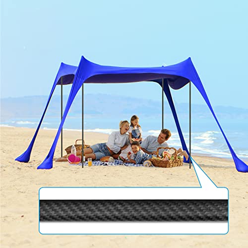HIBLE Beach Tent Sun Shelter 4-8 Person Carbon Fiber Pop Up Beach Tent Canopy UPF50+ UV Resistant No Rust Family Sun Shade for Beach, Fishing, Backyard, Camping (10×10 FT, 4 Carbon Fiber Poles)