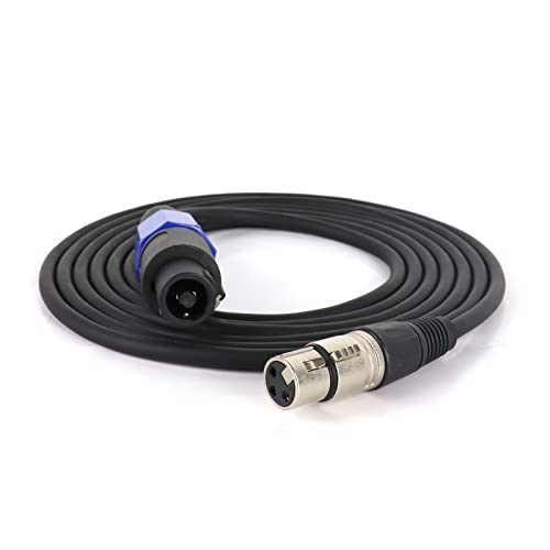 HBU Pack of 1 SpeakOn to XLR Cable 10 Feet – 1pc Pro Microphone Audio Jack Speak-On Male Type Plug to 3 Pole XLR Female Extension Wire – 10ft. Pro Stage Mic 3 Pin Connection Wiring with Twist Lock