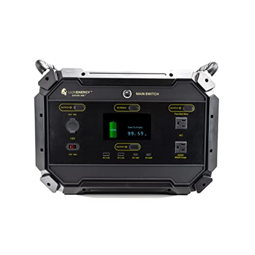 LION ENERGY Portable Power Station LION ENERGY SAFARI ME, 2000W LiFePO4 Battery Backup, Expandable to almost 3,000 Wh w/ 2 AC Outlets (4000W Peak), RV Output, Solar Generator for Outdoor Camping, Home Use, Emergency
