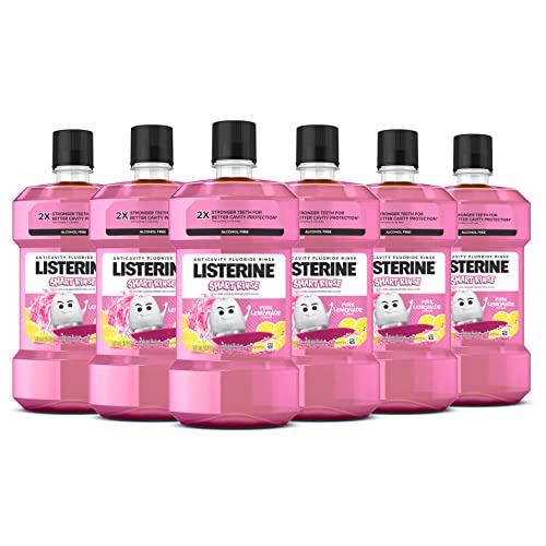 Listerine Smart Rinse Anticavity Fluoride Mouthwash, Pink Lemonade, 16.9 Fl. Oz (Pack of 6)