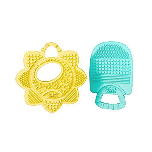 Bright Starts Sunny Soothers 2pk Multi-Textured Bpa Free Baby Teethers in Cute Sun & Popsicle Shapes, Ages 3 Months+