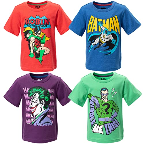 WARNER BROS. Justice League Batman Big Boys 4 Pack Short Sleeve T-Shirt 14-16 Multicolor