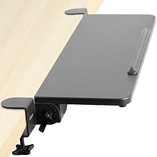 VIVO Clamp On Tilting Keyboard Tray, 26 (31 Including Clamps) x 9 inch Extension Platform for Typing and Mouse Work, Elbow and Arm Support Rest, Black, MOUNT-KB06H