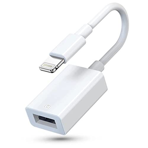 Lightning to USB Camera Adapter,USB 3.0 OTG Data Sync Cable Adapter Compatible with iPhone/iPad, USB Female Supports Connect Card Reader,U Disk,Keyboard,USB Flash Drive-Plug&Play[Apple MFi Certified]