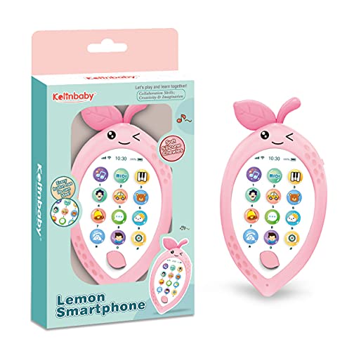Little Bado Musical Baby Cell Phone Toy for Baby Teething Game Fruit Baby Musical Toys for Early Learning Educational Baby Light Up Toy Play Phones for Toddlers Toys Xmas Gifts for 2 3 Years Old Pink