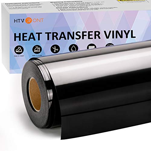 HTVRONT Black Heat Transfer Vinyl HTV Roll – 12″ x 50FT Black Iron on Vinyl for Cricut & Silhouette – Easy to Cut & Weed Black HTV Vinyl Roll