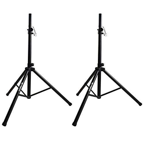 RECK Professional PA DJ 2 Tripod Speaker Stands,4-6ft Adjustable Height, 35mm Compatible Insert, for Stage/Studio Monitor/Home