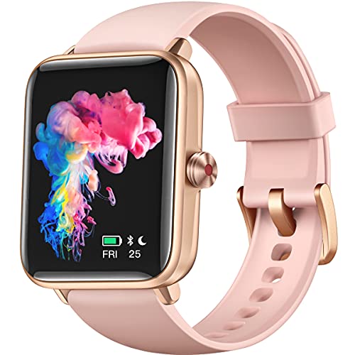 Dirrelo Smart Watch for Android Phones iPhone Compatible, Smart Watches for Women Men, 5ATM Waterproof Android Smart Watch Fitness Tracker with Heart Rate Monitor/Sleep/Blood Oxygen/Step Monitor, Pink