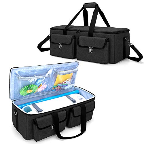 YARWO Carrying Case Compatible with Cricut Maker, Cricut Explore Air (Air 2), Silhouette Cameo 4, Craft Storage Tote Bag for Die-Cut Machine and Accessories, Black (Patent Pending)