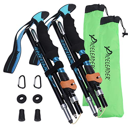 Aneagle Paceleader Collapsible Trekking Poles – 2pcs Pack for Height 5’3″-6’1″ 7076 Aluminum Ultra Lightweight Adjustable Hiking Poles or Walking Sticks with Quick Locks for Women or Men