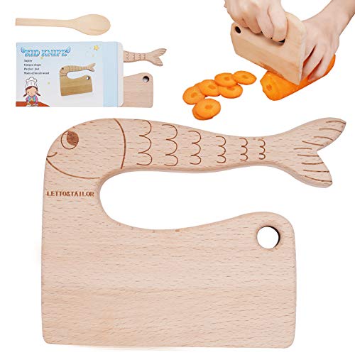 LETTO & TAILOR Wooden Kids Knife for Cooking, Children’s Safe knives, Montessori kitchen Tools for Toddlers, Chopper, Cutting Fruit and Vegetable (For 2-10 Years Old)