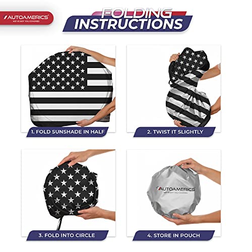 Autoamerics 1-Piece Windshield Sun Shade B&W American Flag USA Patriotic Design – Foldable Car Front Window Sunshade for Most Sedans SUV Truck – Blocks Max UV Rays and Keeps Your Vehicle Cool – Large | The Storepaperoomates Retail Market - Fast Affordable Shopping