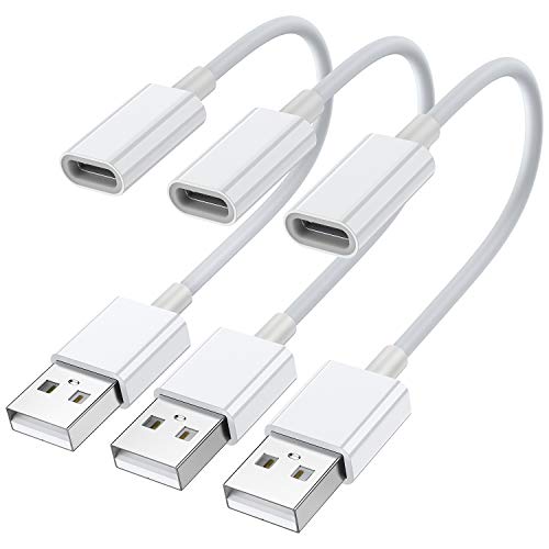 USB C Female to USB Male Adapter (3-Pack),Type C to USB A Charger Cable Adapter,Compatible with iPhone 14 Pro 13 12 11 Plus Max,iPad,Samsung Galaxy Note 10 S23 S22 S21 Plus Ultra,Google Pixel(White)