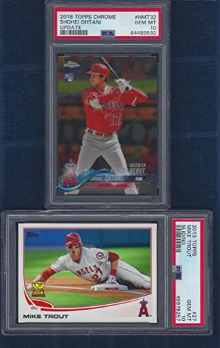 PSA 10 SHOHEI OHTANI TOPPS CHROME UPDATE ROOKIE & MIKE TROUT ALL STAR ROOKIE CUP #27 HIS JERSEY NUMBER 2 CARD LOT GRADED PSA GEM MINT 10 ANGELS SUPERSTARS