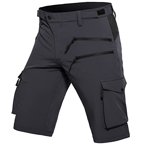 Hiauspor Men’s Hiking Cargo Shorts Quick Dry Athletic Shorts with Elastic Waist for Fishing Golf Casual (Dark Grey,Medium)