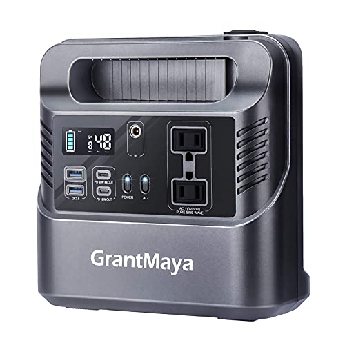 330W Portable Power Station, GrantMaya 288Wh 80000mAh Portable Generator Backup Battery with 110V Pure Sine Wave AC Outlet 60W PD QC3.0 USB Car Socket Flashlight for Camping CPAP Emergency Hurricane