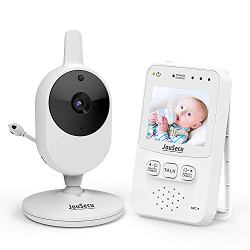 JouSecu Baby Monitor with Camera and Audio 2.4inch LCD, 2-Way Talk, Night Vision, Eco Mode, 1000ft Range, Feeding Alarm （Up to 4 Cameras）