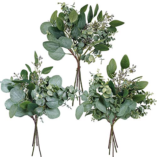 Winlyn 13 Pcs Mixed Eucalyptus Leaves Stems Bulk Artificial Greenery Stems Faux Green Branches Eucalyptus Leaves Plant for Floral Arrangement Wreaths Centerpieces Bouquets Wedding Holiday Greens Decor
