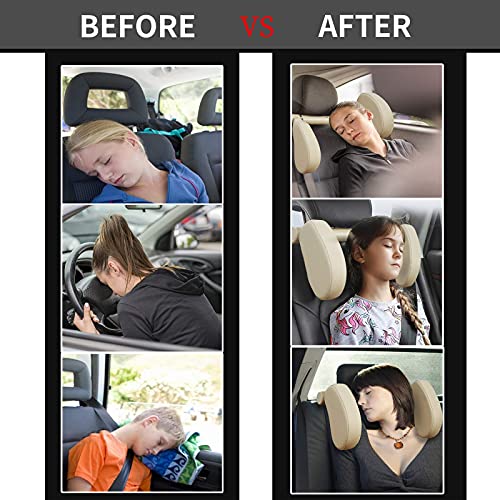 CANSTAR Car Headrest Pillow for Kids Adjustable Car Seat Neck Support for Travel Car Sleeping Pillow for Kids and Adult (Beige) | The Storepaperoomates Retail Market - Fast Affordable Shopping
