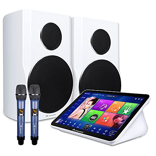 Karaoke System, Inandon One-Piece Singing Machine 15.6 inch Capacitive Touch Screen with Power Amplifier, Speaker and Wireless Microphones Professional Home Entertainment Songs YouTube Movie WiFi