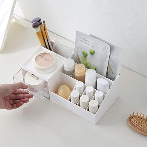 Marknor Makeup Organizer, Desk Organizer, Vanity Organizer, Cosmetic Storage Organizer, Desk Storage Box, Mini Desk Storage for Office Supplies, Bathroom Counter or Dresser, White | The Storepaperoomates Retail Market - Fast Affordable Shopping