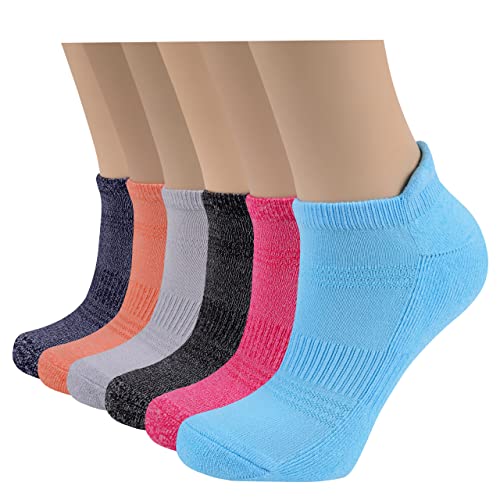 Bamboo Women’s Running Socks, 6-Pack, Cushioned Athletic Wear with Tab Heel, Moisture Wicking, Size 5-10, Assorted 4 (Multicolor)