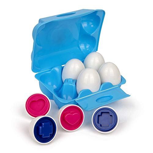 Playkidz Shape Sorting Eggs – Developmental and Educational Toy – Half A Dozen (6) Pieces for Mixing and Matching Color or Shape – Recommended for Ages 18m+