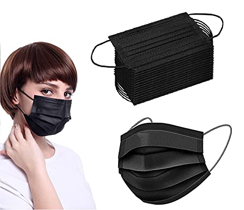 50 Pcs Disposable Face Mask – 3 Ply Protective Safety Face Masks (50 Pcs Black)