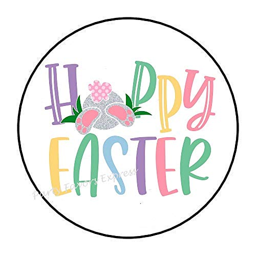 48 Happy Easter Hoppy Easter Envelope Seals Labels Stickers Party Favors 1.2″ Round