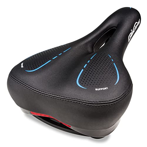 Gincleey Comfortable Bike Seat,Gel Bicycle Seat Cushion for Women and Men Comfort Padded Bicycle Saddle,Exercise and Outdoor Bike Saddle,Mountain Bicycle Accessories Parts with Memory Form Soft,Black