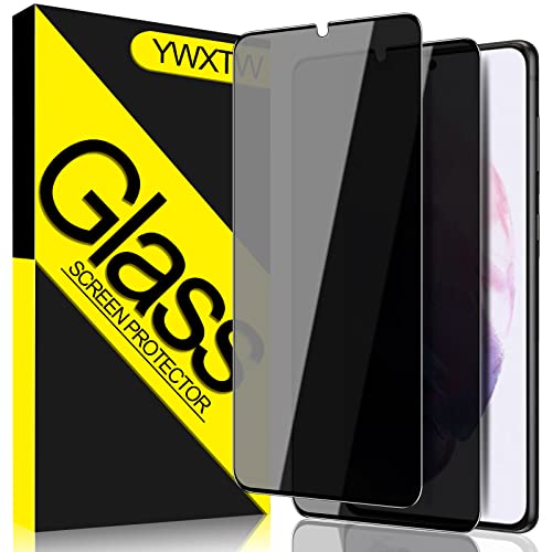 [2 Pack] Galaxy S21 Privacy Screen Protector Tempered Glass, YWXTW Anti-Spy Black Screen Protector for Samsung Galaxy S21 5G 6.2 Inch 2021, Easy Installation 9H Hardness Anti-Scratch Bubble Free [Don’t Support Fingerprint Unlock]