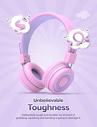 iClever BTH02 Kids Headphones Bundle, Kids Wireless Headphones with MIC, 22H Playtime, Bluetooth 5.0 & Stereo Sound, Foldable, Adjustable Headband, Blue&Pink | The Storepaperoomates Retail Market - Fast Affordable Shopping