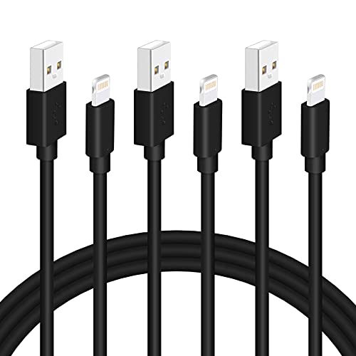 Black iPhone Charger Cord, 3-Pack 3FT MFi Certified Fast Charging Cable Data Sync Lightning to USB-A Cable Compatible with iPhone14/13/12/ Mini/Pro/Max/ 11/ XS/XR/SE/ 8/7/ 6/ Plus/iPad/AirPods
