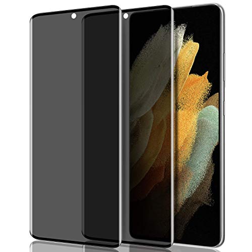 [2 Pack] YWXTW for Galaxy S21 Ultra Privacy Screen Protector, Tempered Glass Anti-Spy 9H Hardness Film for Samsung Galaxy S21 Ultra 6.8”, 3D Curved Edge Easy Install [Don’t Support Fingerprint Unlock]